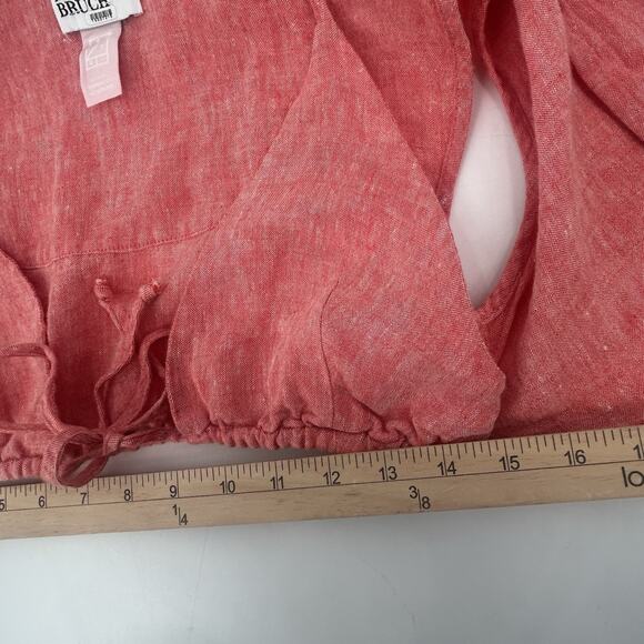 Matthew Bruch Linen Vest Womens 3 Medium Triangle Bikini Top Red Melange Linen - Picture 9 of 15